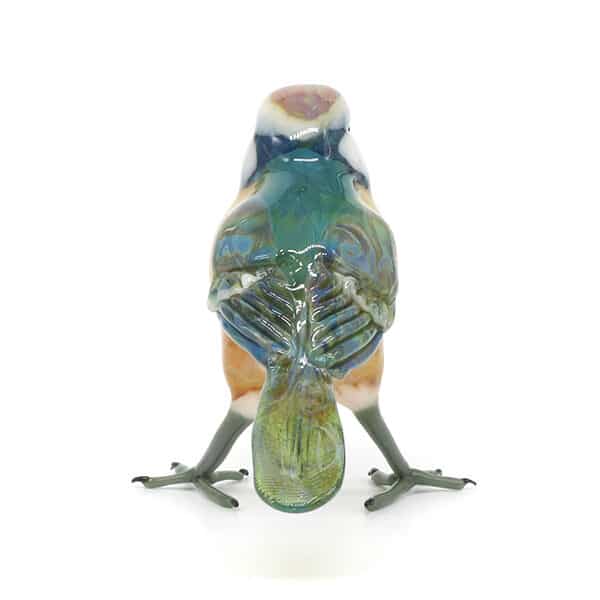 Glass Blur Tit Bird - Blown glass tit bird figurine